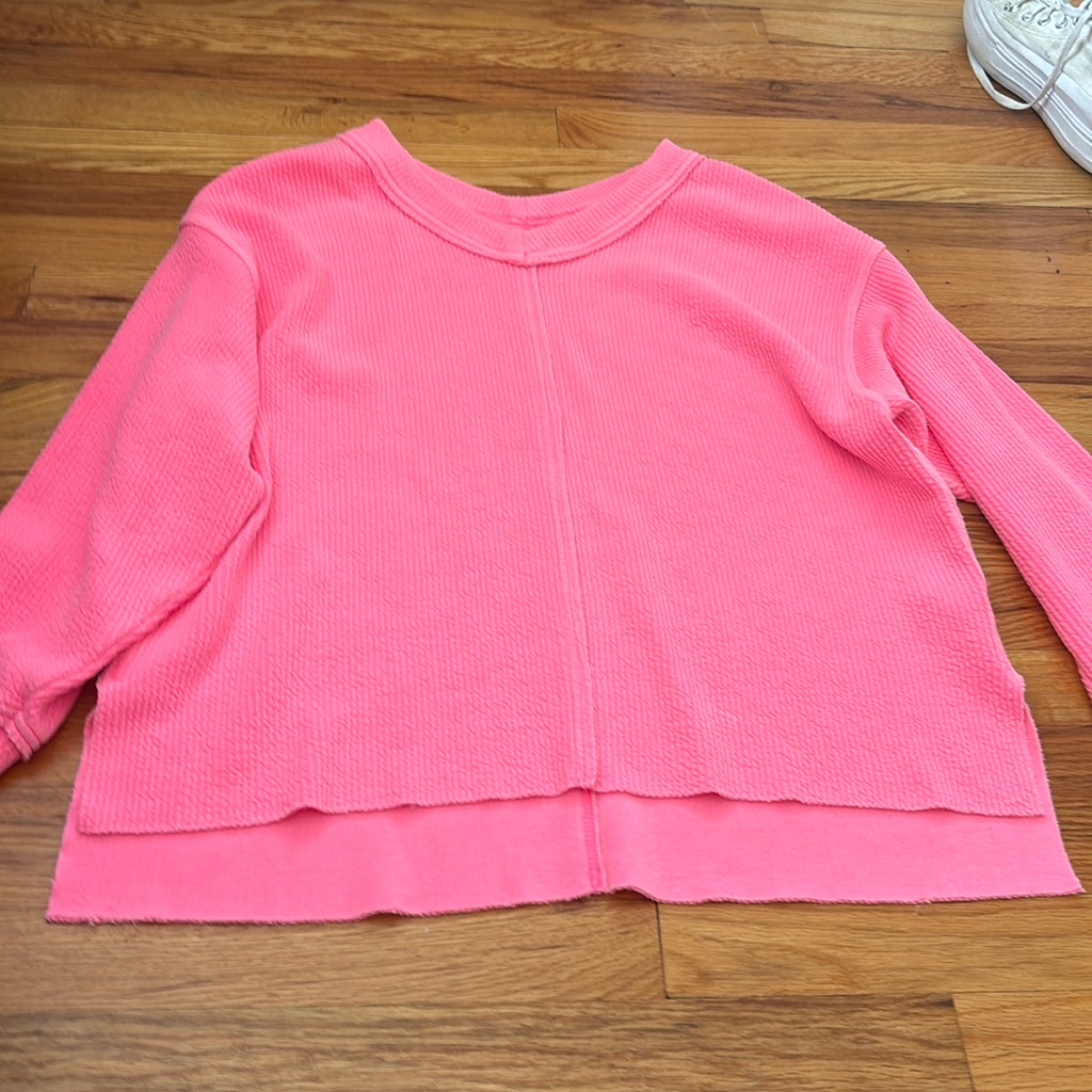 Pink Aerie Ruffle Crew Neck Sweater